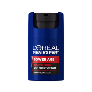 L'Oréal Men Expert Power Age Hyaluronic Acid Revitalising Moisturiser 50ml. Firms skin, reduces the signs of aging. Eske Beauty