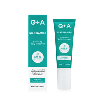 Q+A - Niacinamide SPF 50 Balancing Daily Sunscreen. Suitable for most skin types. Eske Beauty