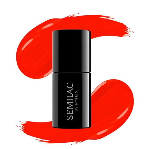 Semilac - 567 Neon Red Orange. UV Gel Nail Polish. Eske Beauty 