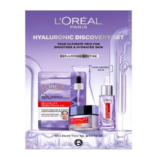 L'Oreal Paris Hyaluronic Discovery Set - Replumping Routine. Hyaluronic Replumping Routine. Eske Beauty