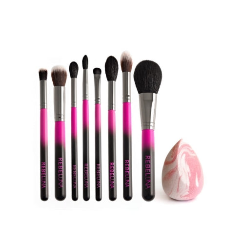 Rebeluna Ruth Bergin Signature Collection. Contains 8 brushes and 1 beauty sponge. Eske Beauty