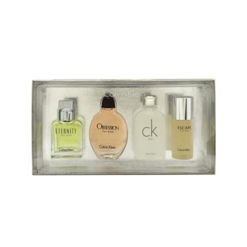 Calvin Klein Miniature Aftershave Gift Set. Contains 4x 15ml bottles of EDT. Eske Beauty