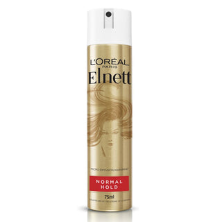 L'Oreal Hairspray by Elnett for Normal Hold & Shine 75ml. No stickiness or residue. Eske Beauty