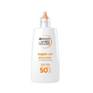 Garnier Ambre Solaire Super UV Vitamin Cg Facial SPF50+ Fluid. Invisable finish & non greasy. Eske Beauty