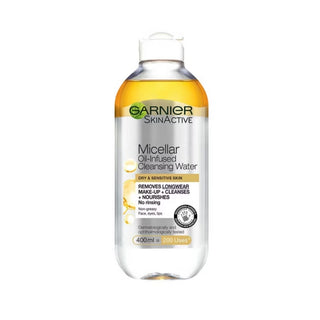 Garnier Micellar Water - Oil Infused Facial Cleanser 400ml.Suitable for all skin types. Eske Beauty