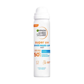 Garnier Ambre Solaire Over Makeup Super UV Protection Mist, with Hyaluronic Acid, SPF50. Eske Beauty