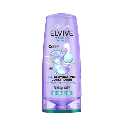 L’Oréal Paris Elvive Hydra Pure 72h Purifying Conditioner for Oily Scalp & Dehydrated Lengths. Nourishing hair treatment. Eske Beauty