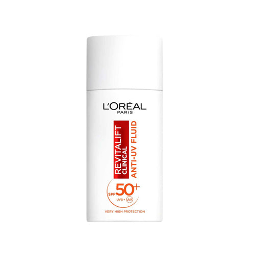 L'Oréal Revitalift Clinical SPF50+ Invisible Fluid with Vitamin C. Skincare. Anti-aging. SPF Protection with Vitamin C. Eske Beauty 