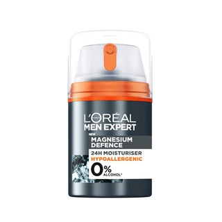 L'Oreal Men Expert Magnesium Defence Hypoallergenic 24H Moisturiser 50ml. Helps protect skin barrier. Hydration. Eske Beauty