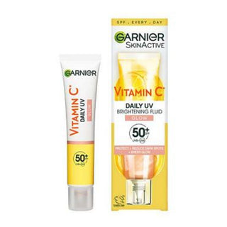 Garnier Vitamin C Daily UV Fluid SPF50+ Glow. Suitable for all skin types. Eske Beauty