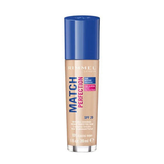 Rimmel Match Perfection Foundation, SPF20, Shade 101 Classic Ivory. Eske Beauty