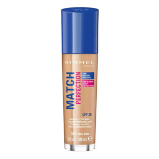 Rimmel Match Perfection Foundation, SPF20, Shade 303 True Nude. Eske Beauty