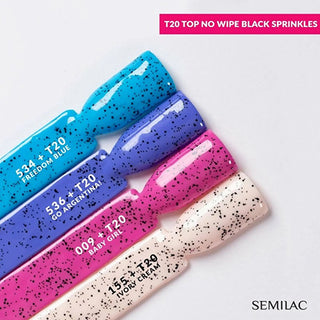 Semilac - UV Hybrid Top No Wipe Black Sprinkles T20