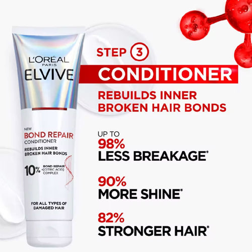 L’Oréal Paris Elvive Bond Repair Conditioner 150ml. Repairs damaged hair. Conditioner information.  Eske Beauty