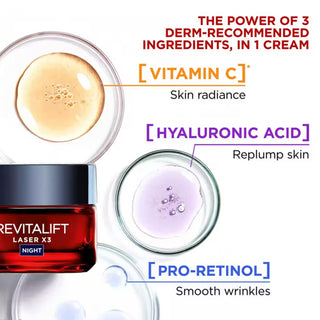 L'Oreal Revitalift Laser Face Moisturiser Triple Action Anti-Ageing Night Cream 50ml